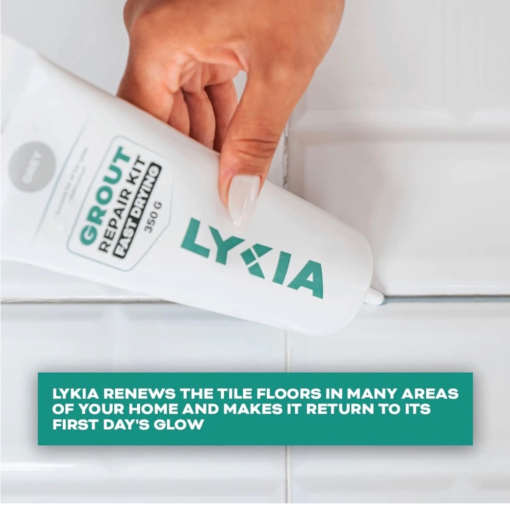 Lykia Grout | Tile Grout Paint & Repair Kit for Bathroom | Grey